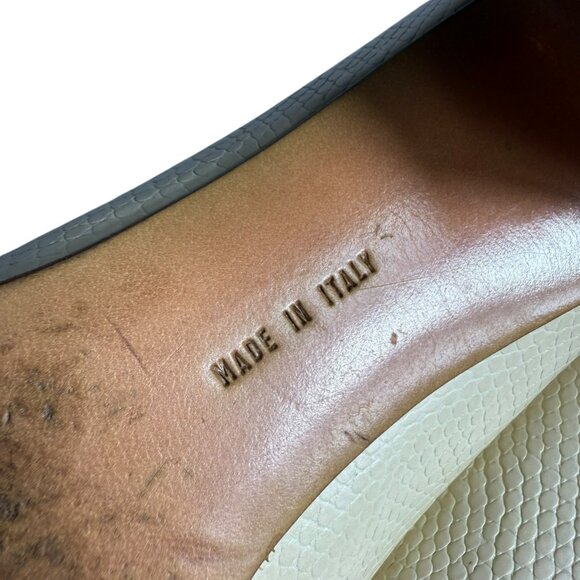 Vintage Salvatore Ferragamo Italy Cream Lizard-Embossed Leather Pumps โ Size 6.5 - Picture 11 of 12